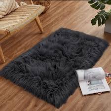 black fur rug 2x3 rug faux sheepskin