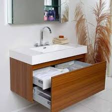 Brown Wall Mounted Wooden Bathroom Vanity