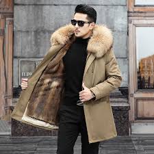 100 Real Mink Fur Lining Overcoat Mens