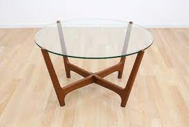 Danish Teak Circular Glass Coffee Table