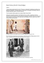 Students can also complete the first page of the worksheet, which asks them to name three of ruby's character traits and provide evidence. Black History Month Ruby Bridges And School Desegregation English Esl Worksheets For Distance Learning And Physical Classrooms