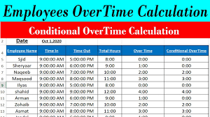 excel formula for overtime and