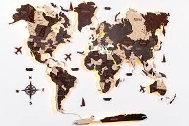 Wooden World Map For Wall Hanging Wall