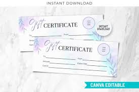 gift certificate editable template