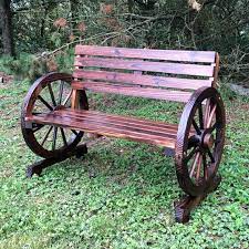 cart wagon wheel bench solid wood