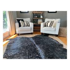 silver acid washed cowhide rug