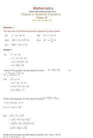 quadratic equations exercise 4 2