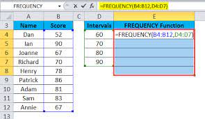 frequency in excel formula exles