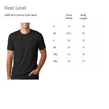 Next Level Clothing Size Chart 2019