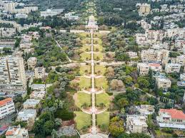 aerial view of baha i holy gardens in