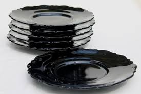 Vintage Black Amethyst Glass Plates
