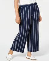 Plus Size Striped Pull On Pants