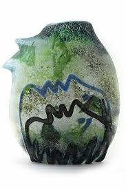 Rare Murano Glass Vase Scavo