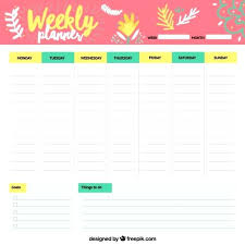 Cute Weekly Planner Template Stock Vector Calendar 2017