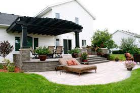 Raised Patio Against House Designs