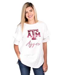 Texas A M Ruffled Up Sleeve T Shirt