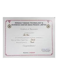 Certificate of Appreciation - Renault ...