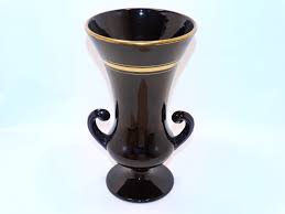 Black Amethyst Glass Vase Vintage