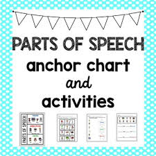Parts Of Speech Anchor Chart And Activities