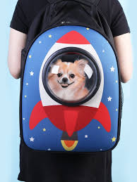 rocket print pet carrier bag