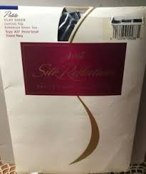 Details About Hanes Silk Reflections Silky Sheer Navy Blue Control Top Pantyhose Sz Petite Sm