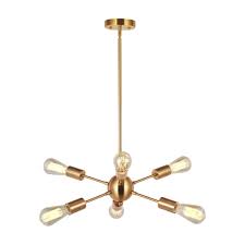 Modern Sputnik Chandelier Lighting 6 Lights Italian Designed Pendant Lighting Mid Century Ceiling Light Fixture Brushed Brass By Vinluz