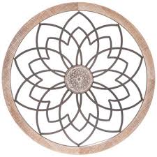 Flower With Medallion Circle Metal Wall