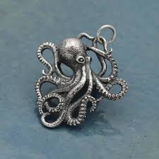 sterling silver detailed octopus charm