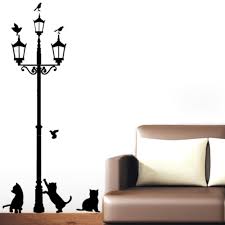 3 Little Cats Under Street Lamp Wall Decal Sticker Creative