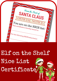 Certificate of niceness from santa. Elf On The Shelf Nice List Certificate Printable A Grande Life