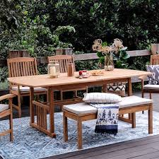 Caterina 6 Piece Teak Wood Outdoor Dining Set With Beige Cushion