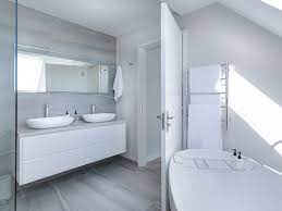 bathroom with grey tiles design ideas