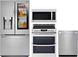 Appliance direct has the best appliance packages and appliance suites. Lg Lgreradwmw5124 4 Piece Kitchen Appliances Package With French Door Refrigerator Electric Range Dishwasher And Over The Range Microwave In Stainless Steel In 2021 Kitchen Appliance Packages Kitchen Appliances French Door Refrigerator