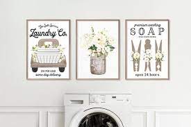Set Of 3 Natural Laundry Wall Art