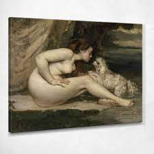 Nackte Frau mit Hund Courbet Gustave ❤️ Bilddruck auf Leinwand cg27
