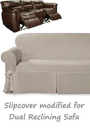 Dual Reclining Sofa Slipcover Farmhouse