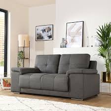 kansas slate grey fabric 2 seater sofa