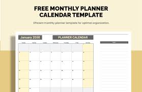 free monthly planner calendar template