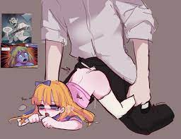 hiji (hijichan), elizabeth afton, william afton, five nights at  freddy's, absurdres, artist request, highres, tagme, 1boy, 1girl, age  difference, ass, blonde hair, blush, bottomless, cum, english text, father  and daughter, flat chest,