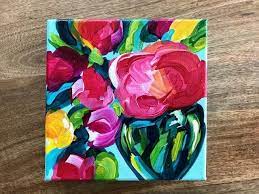 Easy Abstract Flowers Acrylic Painting