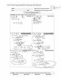 Solving Quadratic Equations Homework