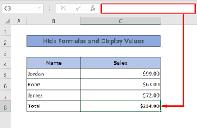 how to hide formulas and display values