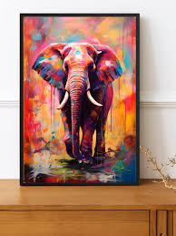 Elephant Wall Art Print On Colourful