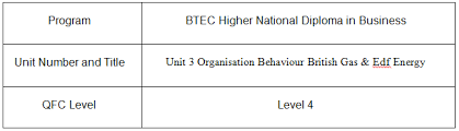 Unit 3 Organisation Behaviour Assignment British Gas Edf