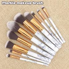 10pcs makeup brush set marbled plastic