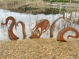 Rusty Metal Octopus Kraken Sculpture
