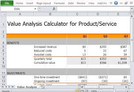 Free Value Analysis Calculator For Products And Services