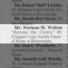 funeral notice of norman m walton
