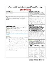 Daily Lesson Planning Template Vertical Example