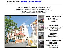 Shah alam, shah alam, 40000, malaysia. Apartment For Rent At Pangsapuri Seri Dahlia U12 Desa Alam Desa Alam For Rm 1 100 By Zainab Haris Durianproperty